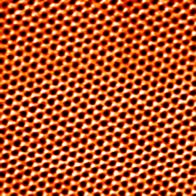A scanning tunneling microscope image of a sheet of graphene