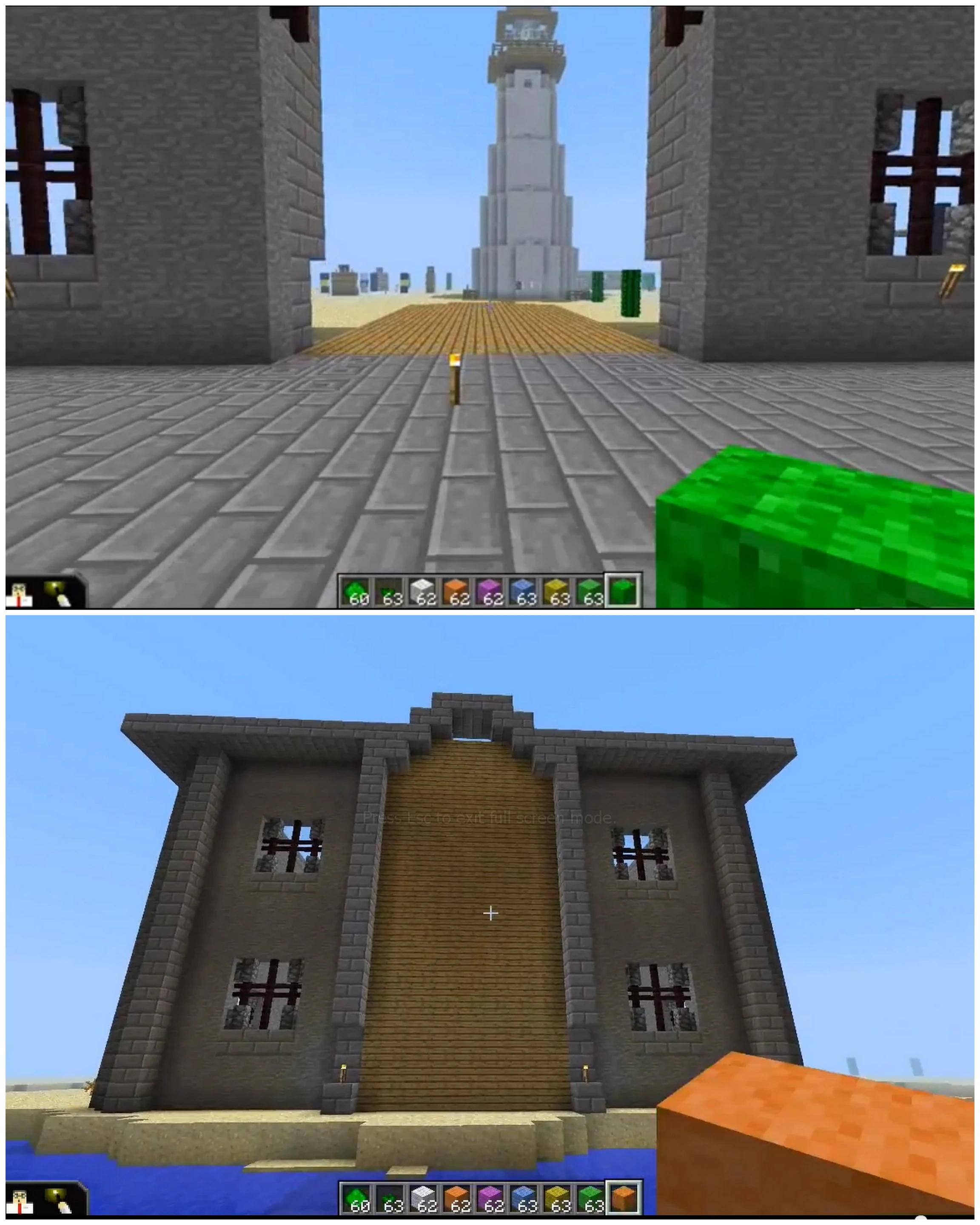 In qCraft, this door is made out of the same blocks in both pictures, but is rendered invisible by observational dependencies