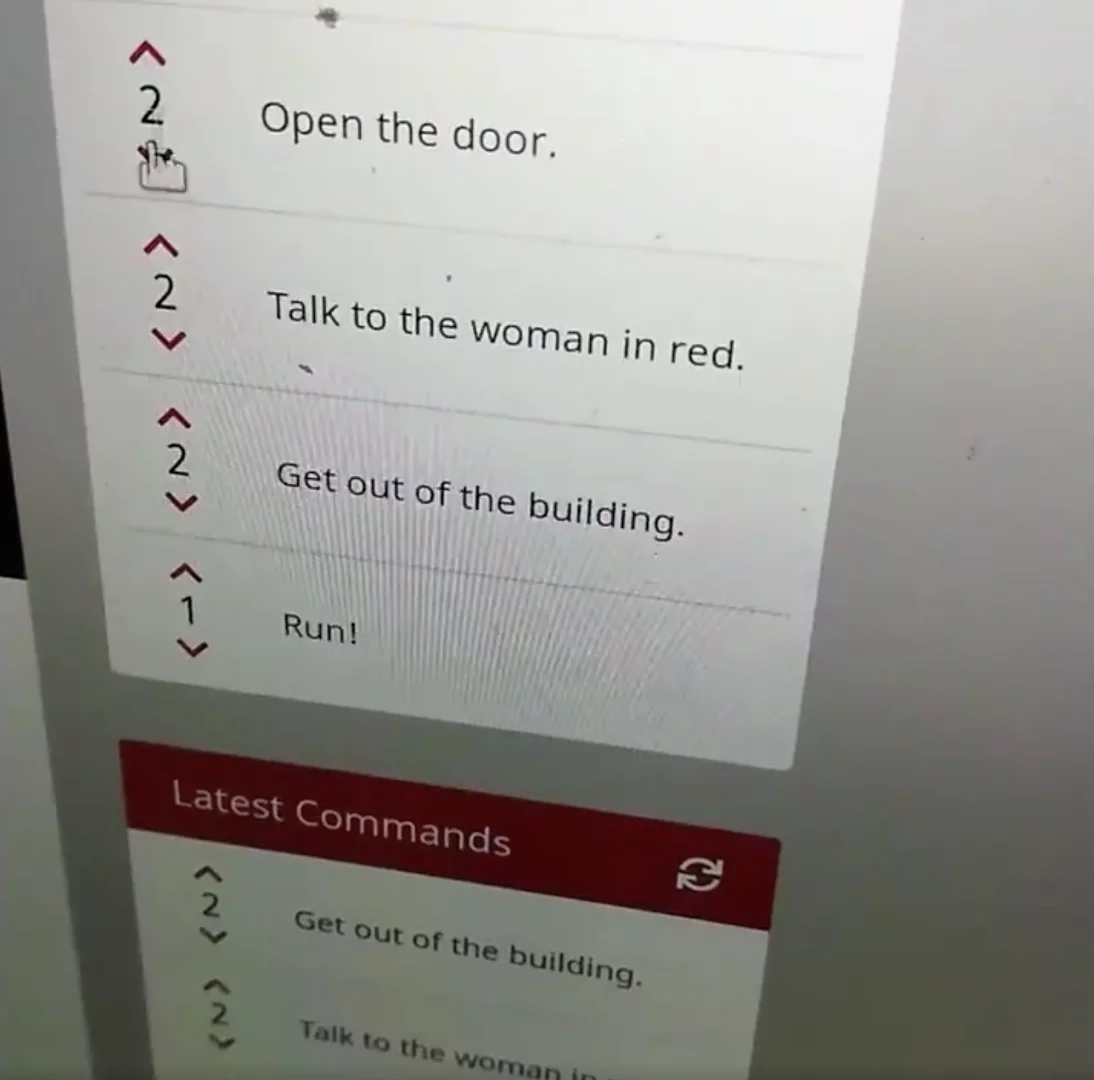 User submitted actions are voted on by all participants
