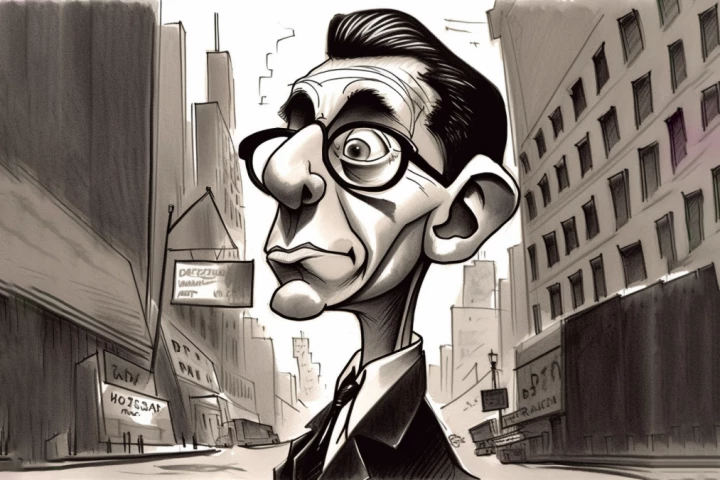 This caricature was never printed in the New Yorker. But it sure looks like it could've been.