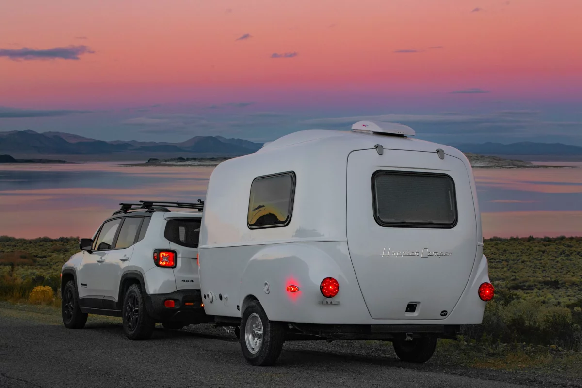 The modular fiberglass Happier Camper HC1 Studio adds new equipment but still keeps things lightweight at an 1,800-pound base weight