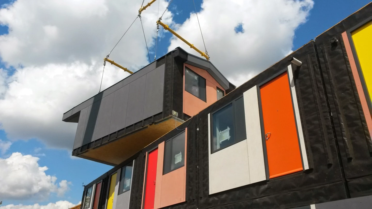 Y:Cube units can be easily transported to site and stacked upon each other