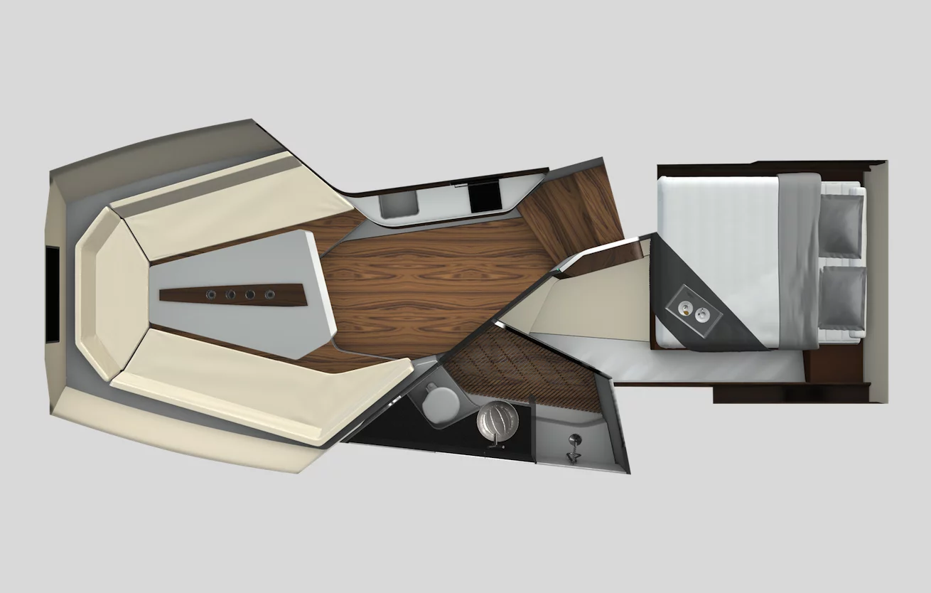 The 1414 Demon has an asymmetrical interior layout