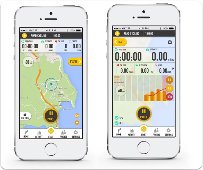 The Flyfit app providers an activity summary, a GPS map showing distance traveled, goals and stat reports