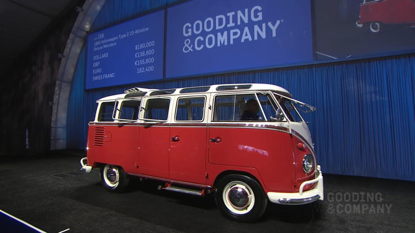 Only two Samba vans have ever sold for more money than this 1960 Volkswagen 23-Window Deluxe Microbus, being a 1965 Volkswagen 21-window Deluxe Samba which sold for $302,500 in Scottsdale in 2017, and a 1955 VW 23-window Deluxe Samba which sold for $236,639 (€190,000) in November, 2014. Full story It sold for $220,000 at Gooding & Company’s Scottsdale 2018 auction