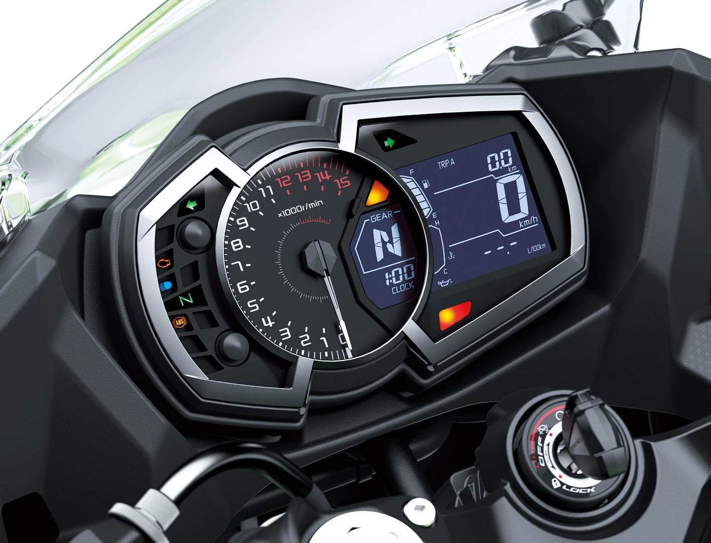 The dash of the 2018 Kawasaki Ninja 400