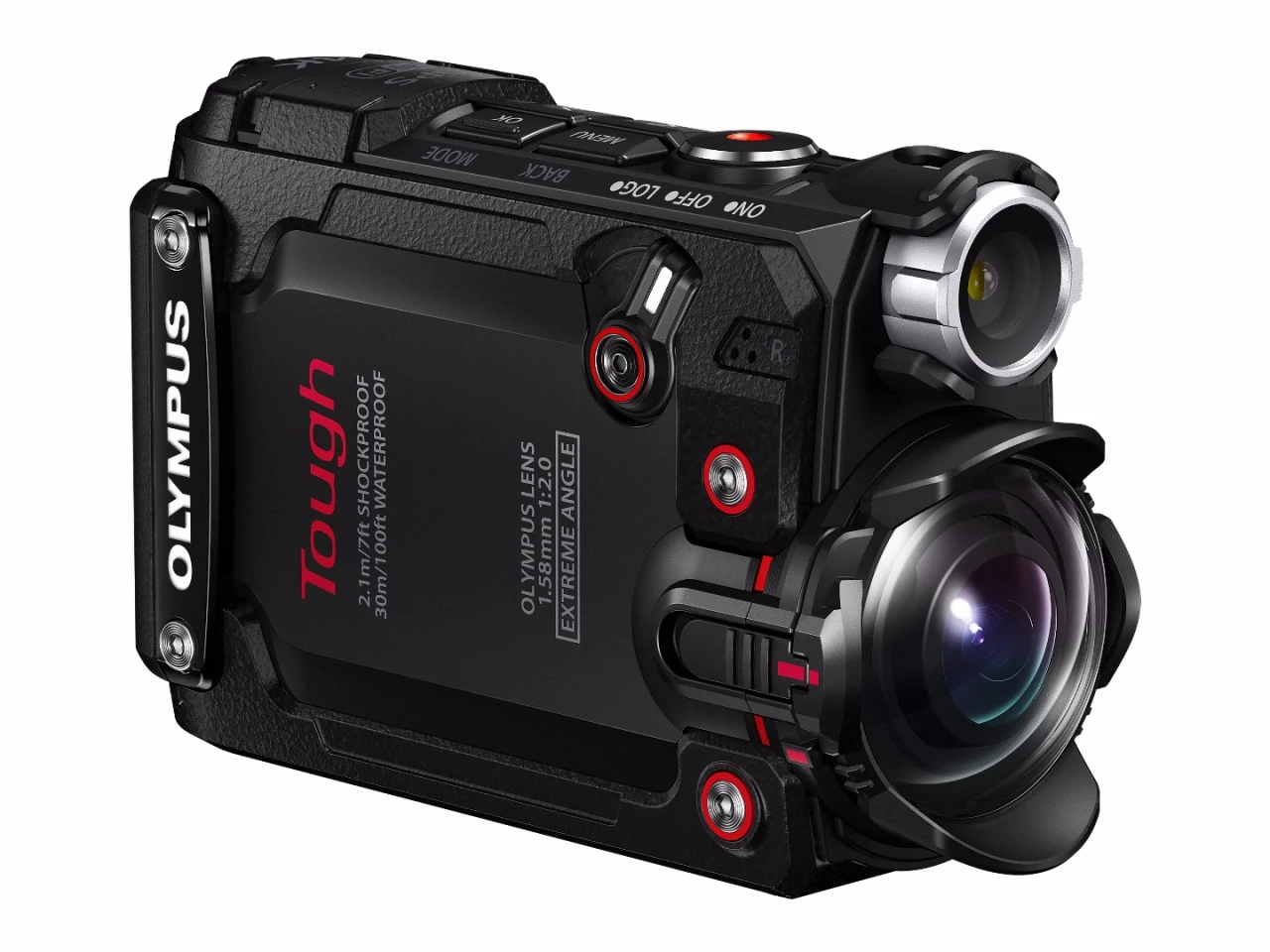 The TG-Tracker sports a 204° wide angle F2.0 fixed focus fast lens