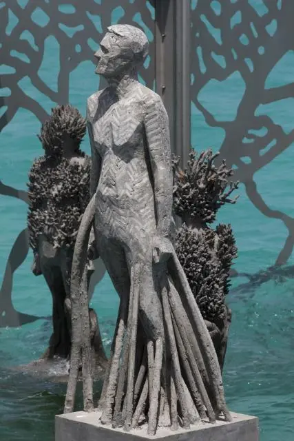 The underwater sculptures are designed to be colonized by marine algae