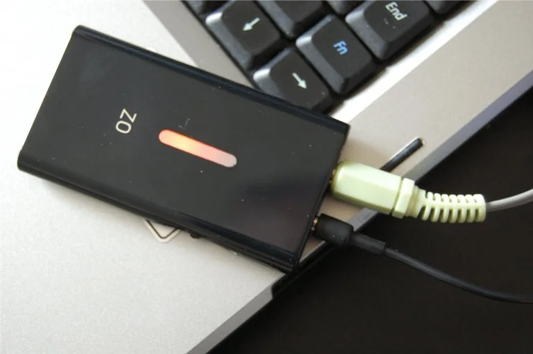 Testing the Zo with a laptop's sound system