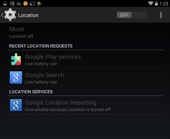 Disable Location-based services to save battery power on your Android device.