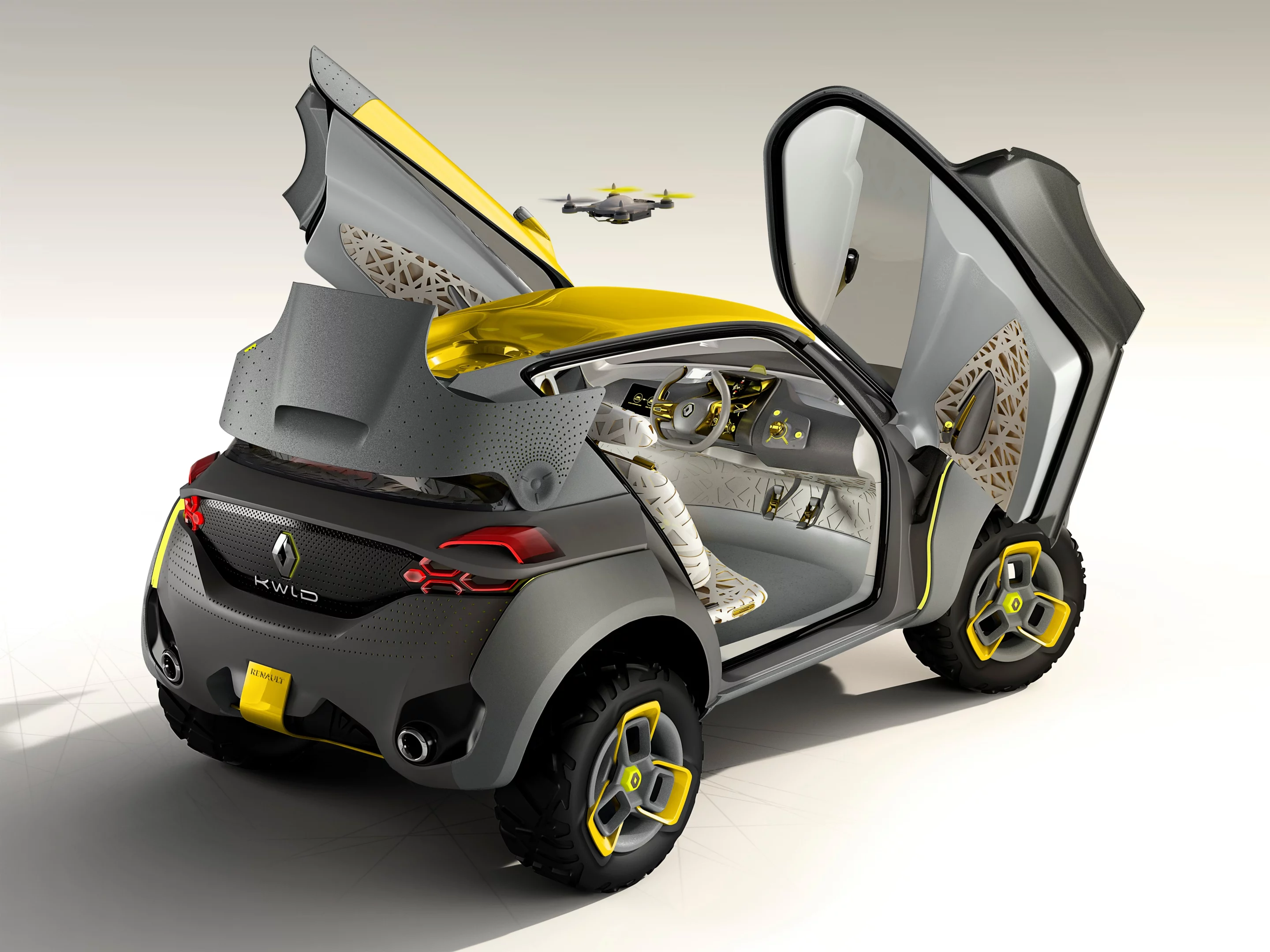 KWID CONCEPT is the first vehicle in the world to feature a Flying Companion quadcopter