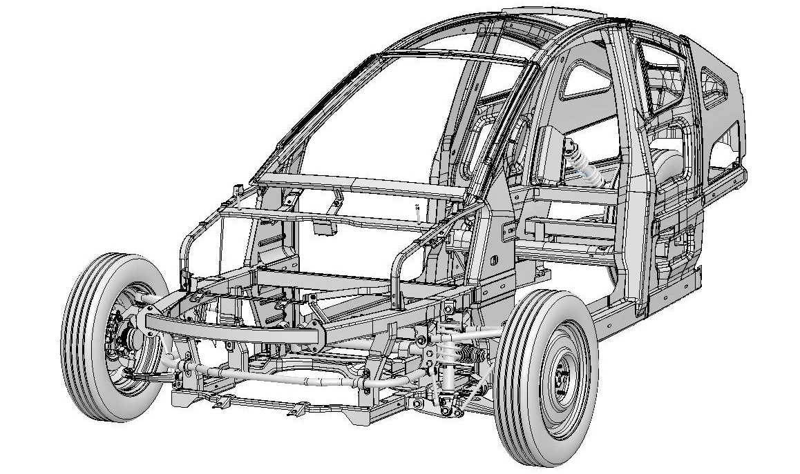 The final version of the Elio chassis