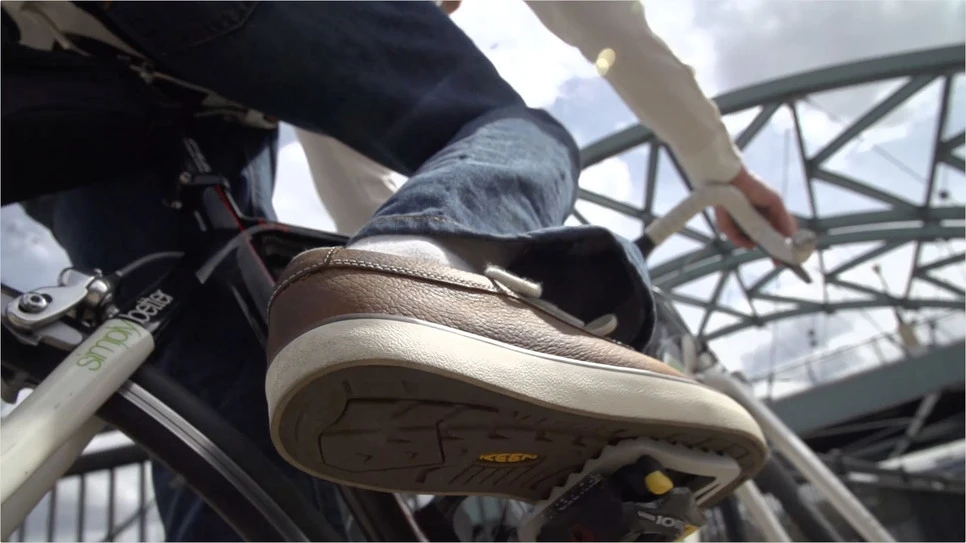 Fixing the FlyPedal adapter with cleats will allow it to click into your clipless pedal, meaning you can leave you bike shoes at home