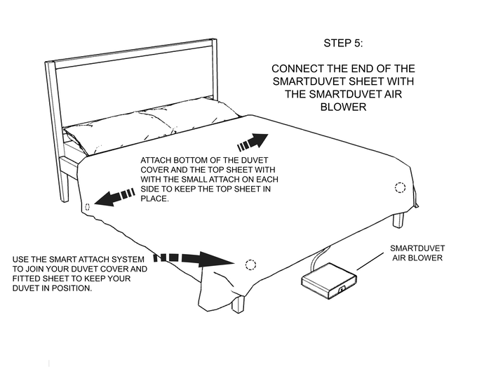 Smartduvet: clip the corners, attach the compressor hose and clip the bottom bit to the foot of your bed and you're off