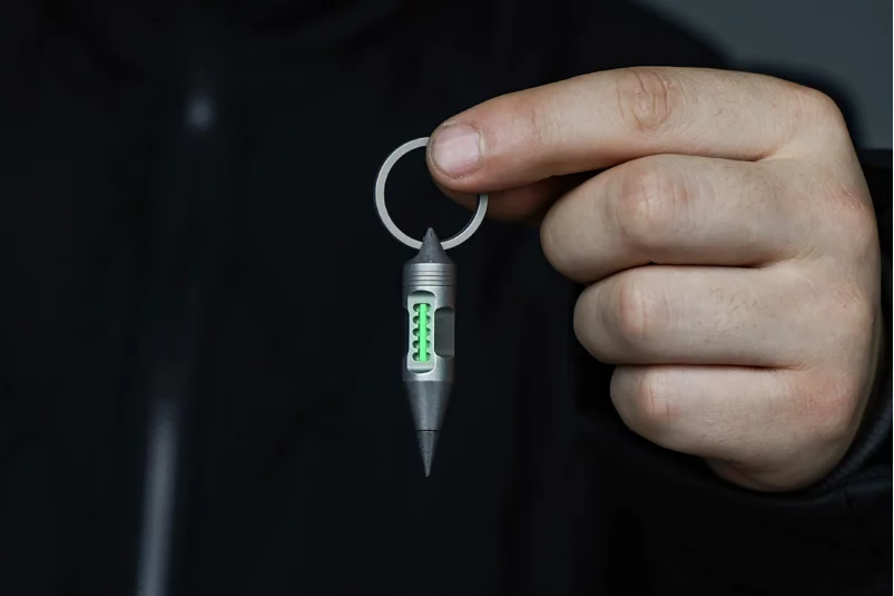 The Wolf Fang 2.0 can be hung from a key ring or neck chain
