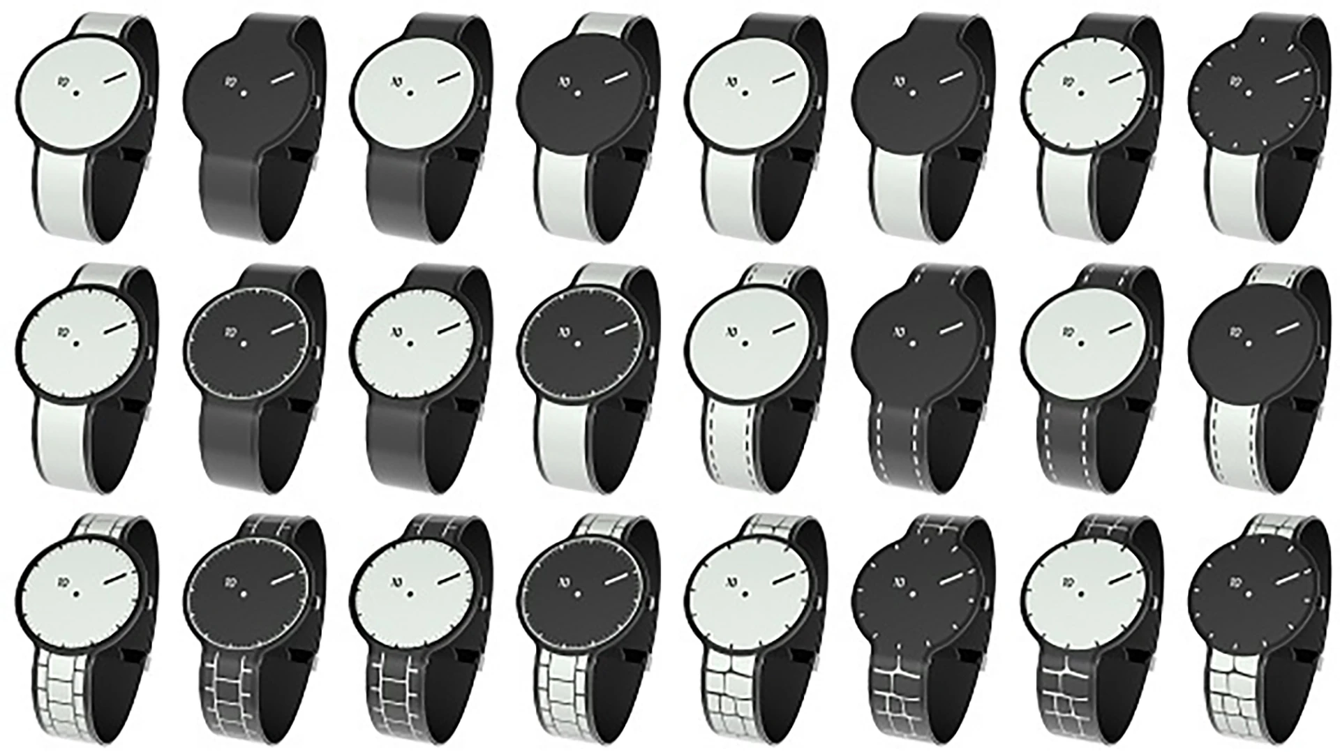 The FES Watch will ship with 24 designs which you can switch between by pressing the physical button on the side of the device