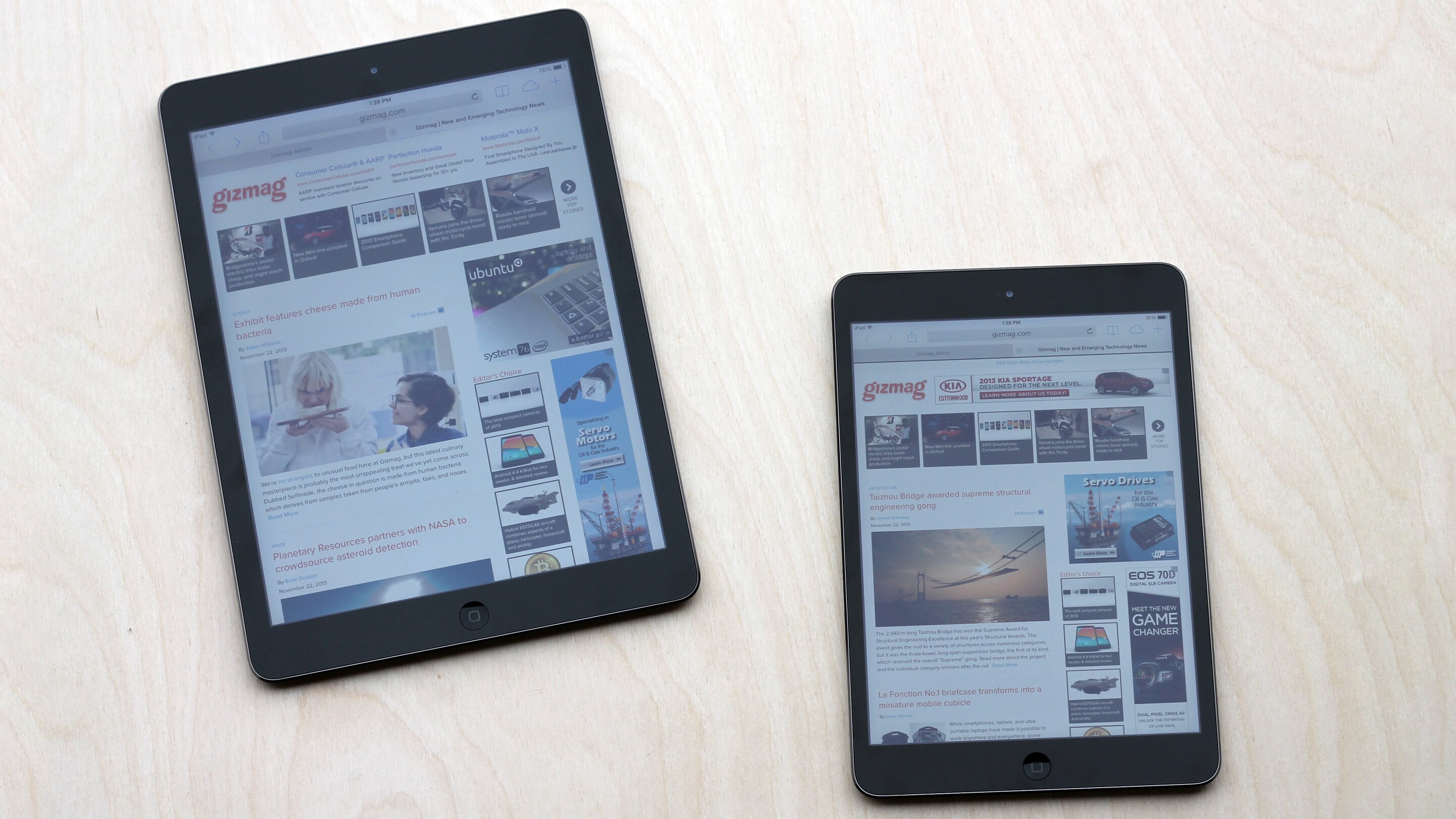 ipad air vs ipad mini size comparison