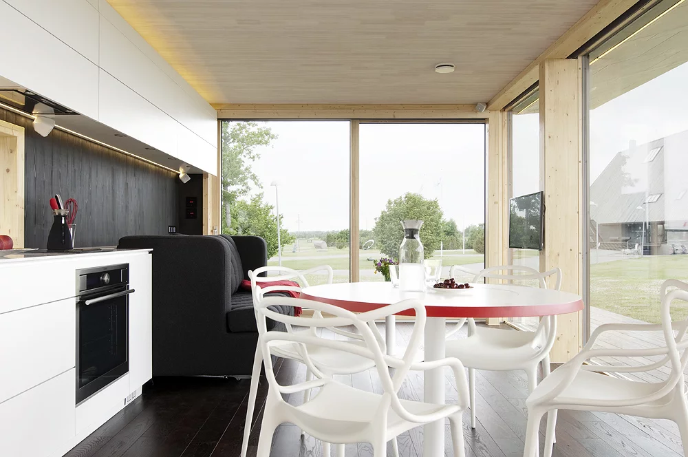 The prefab unit is delivered with furniture, and takes only a short time to assemble (Photo: Architect 11)