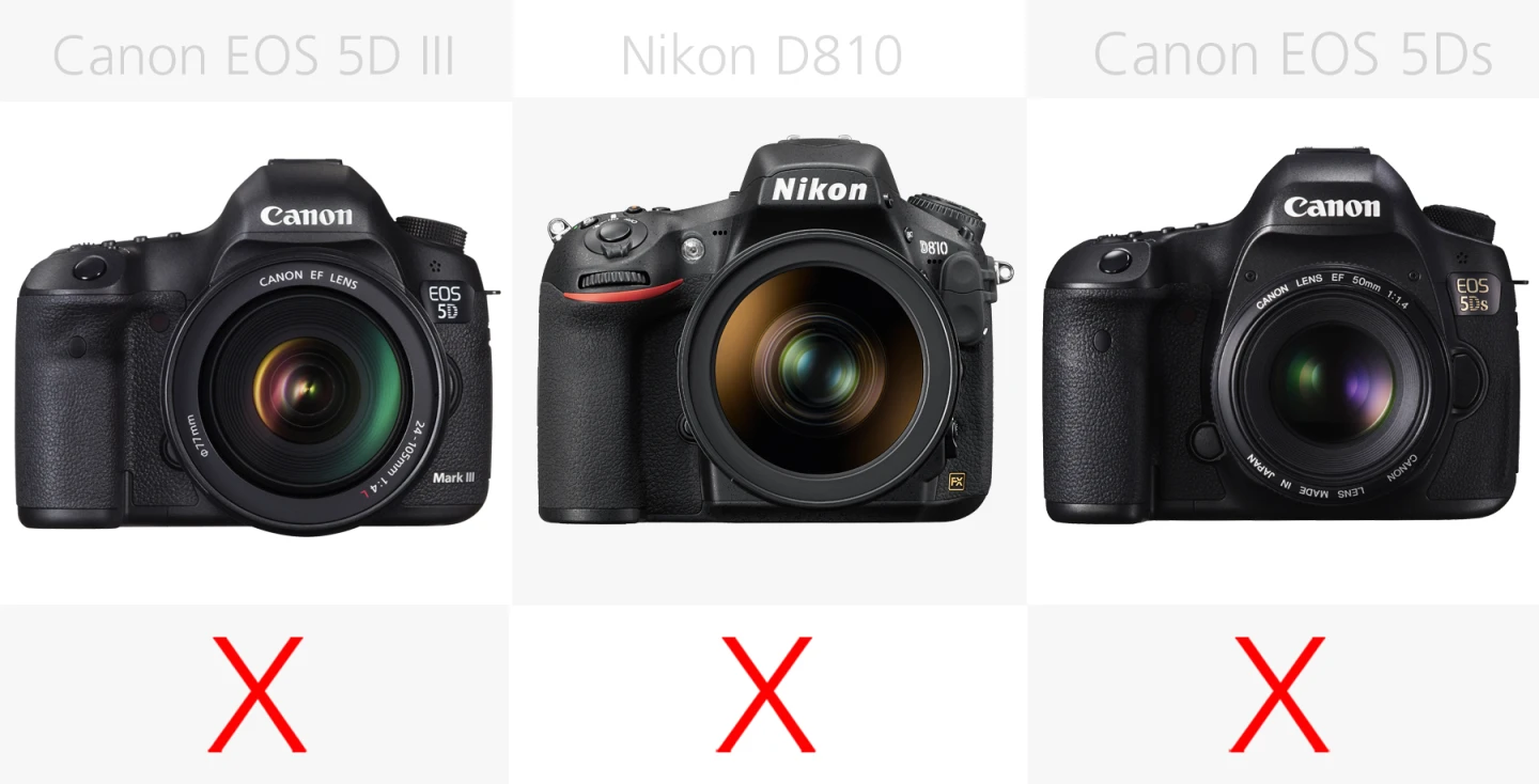 Full frame DSLR built-in Wi-Fi comparison Canon EOS 5D III, Nikon D810, Canon EOS 5Ds