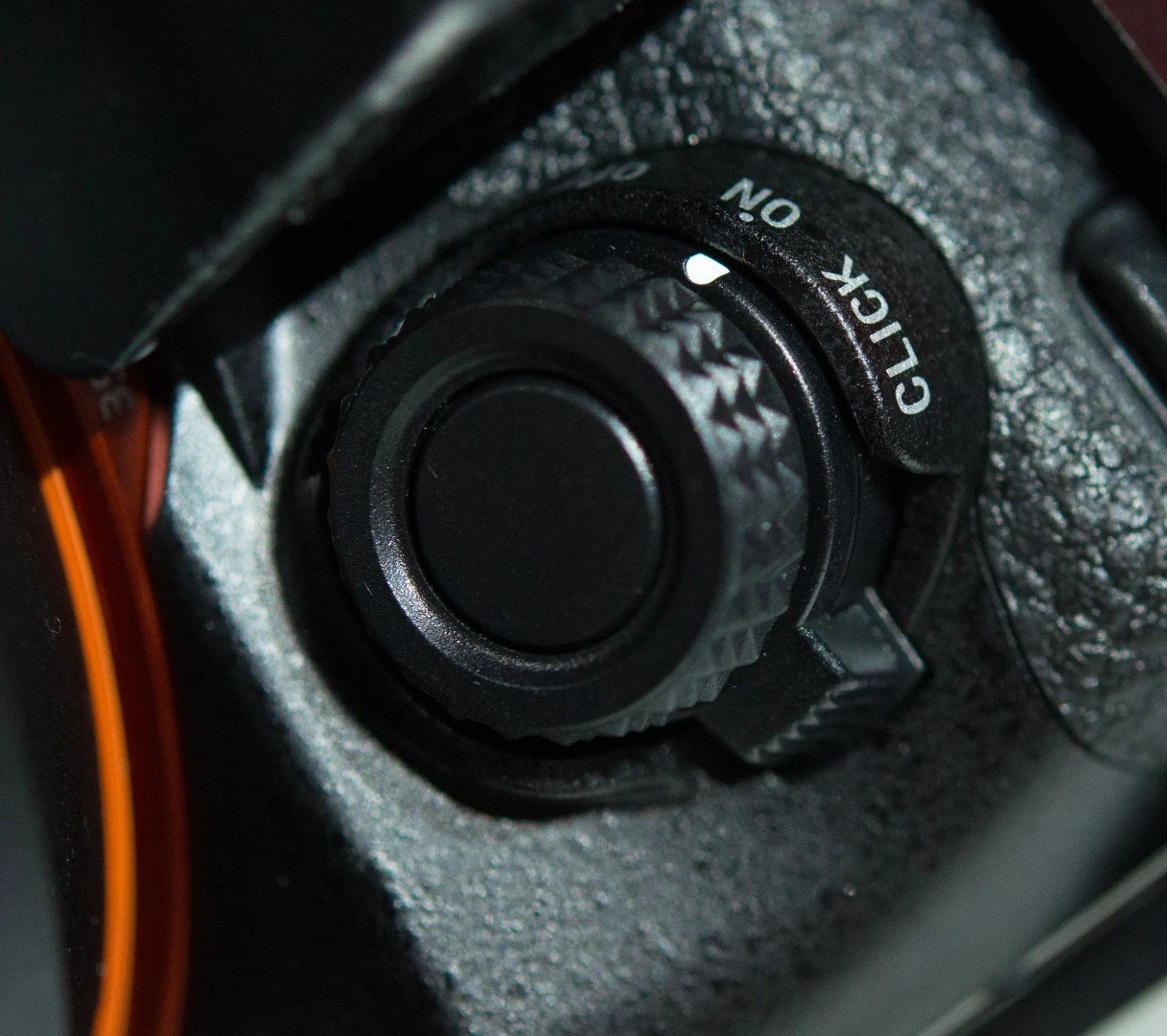The new multi-controller dial on the front of the Sony A99 II can rotate freely, or with click stops