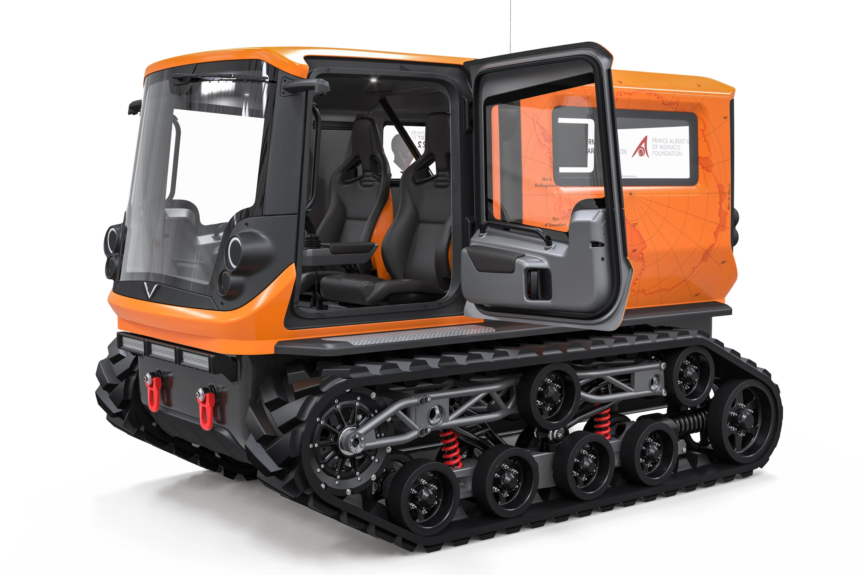 The new Antarctica has a two-seat driver cab and four-seat passenger compartment