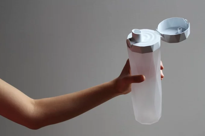 The bottle includes a leakproof flip top