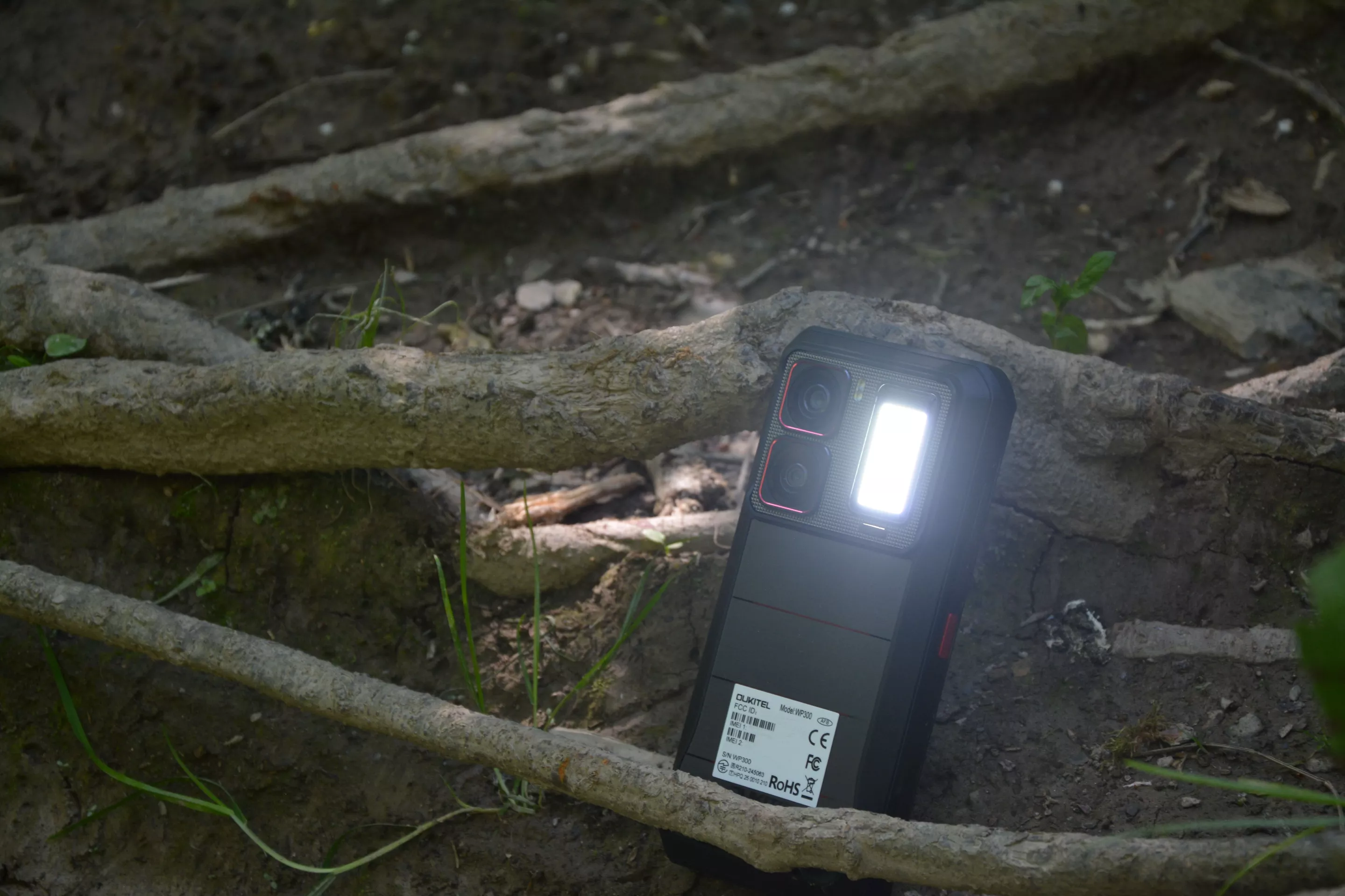 The camping light module puts out almost 400 lumens, and can be docked in the phone or worn on the head/wrist