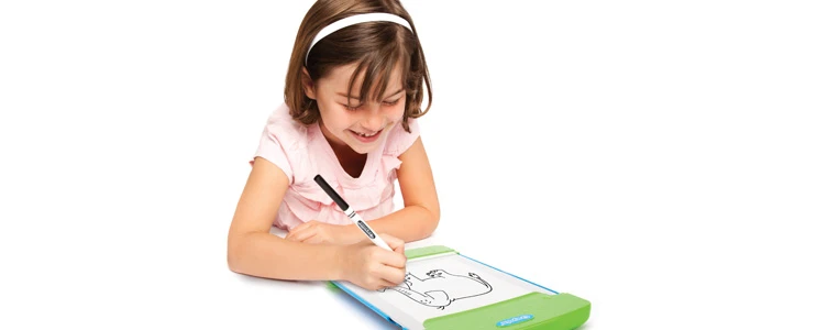 The Crayola Trace and Draw comes with 50 sheets of pre-sized Trace & Draw drawing paper and a black washable felt-tip marker