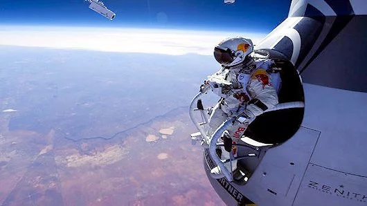 Felix Baumgartner prepares to skydive from an unofficial altitude of 128,097 feet (39 km) (Photo: Red Bull Stratos)