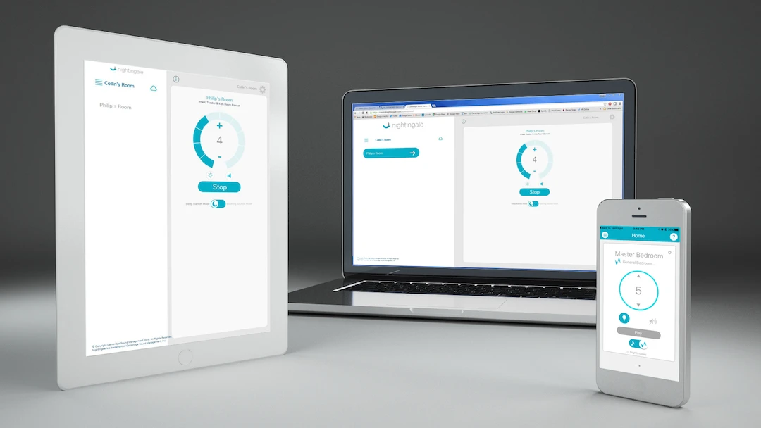 Through the iOS, Android and web browser app, users can configure the Nightingale to turn on and off automatically, and set their preferred soundscapes