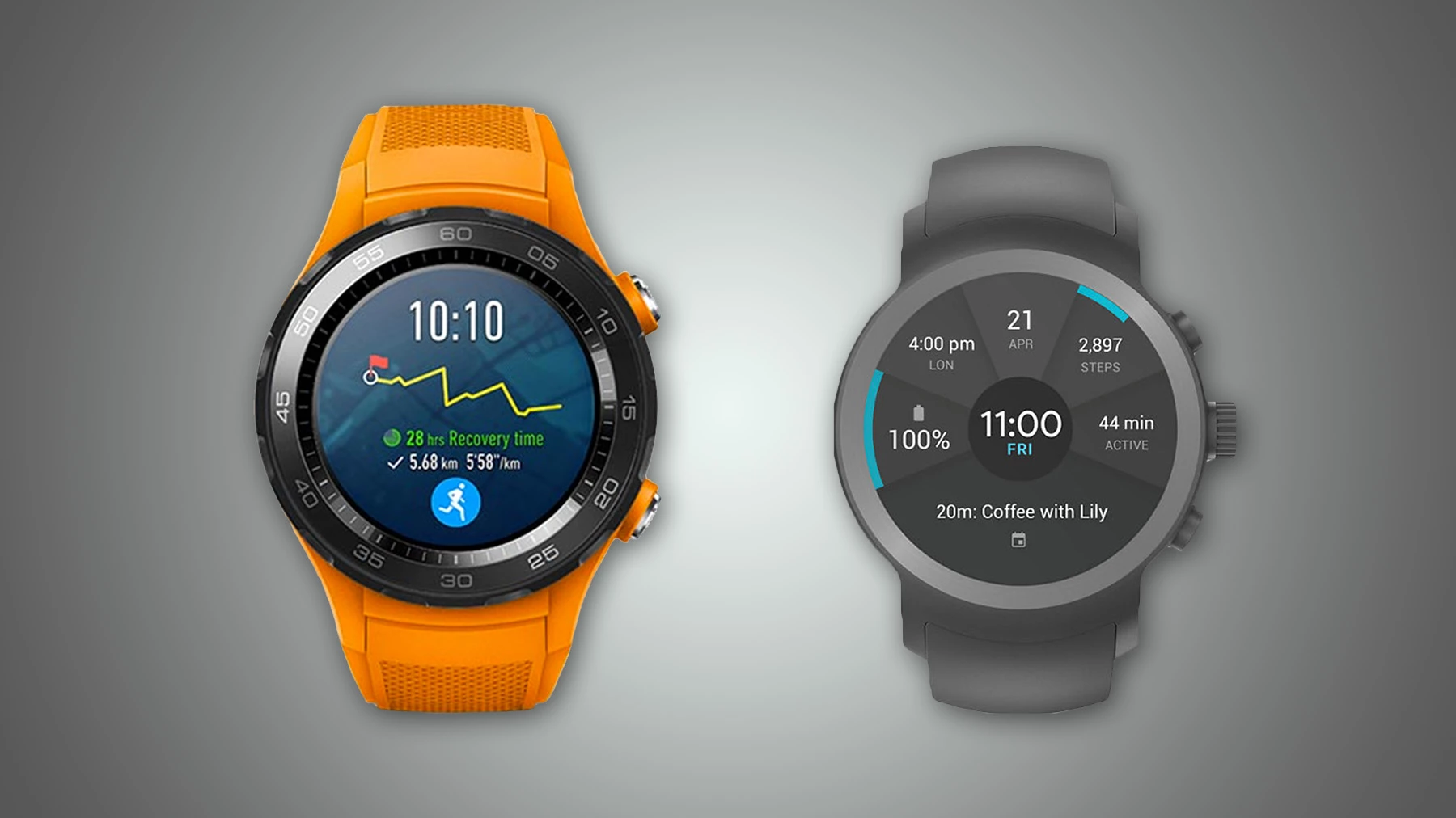 New Atlas compares the features and specs of the Android Wear 2.0-running Huawei Watch 2 (left) and LG Watch Sport