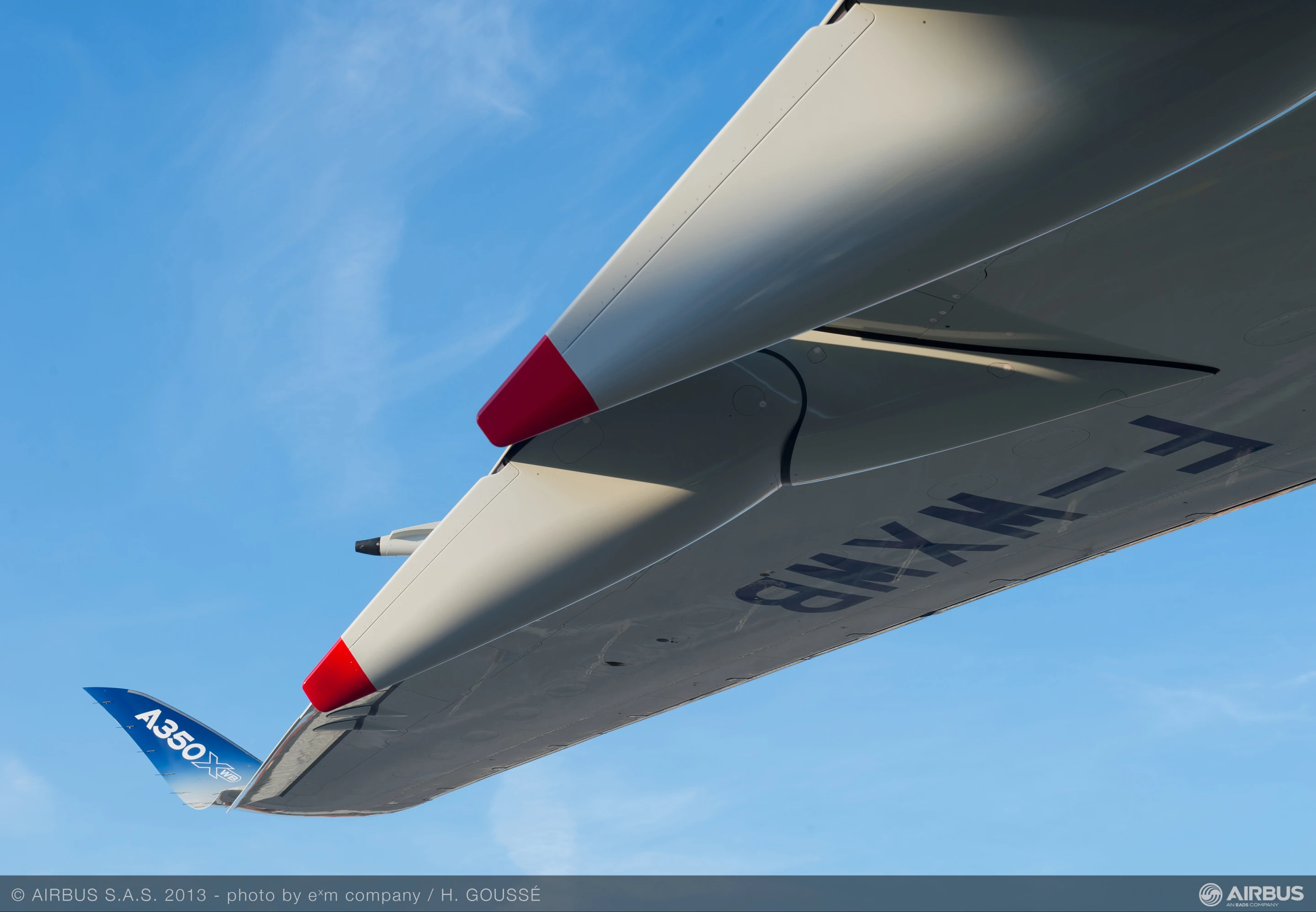 The wings of the A350 XWB are the largest built fora wide-body plane