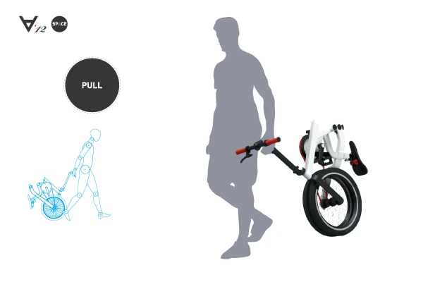 When folded, SPACE can be pulled for easier transportation