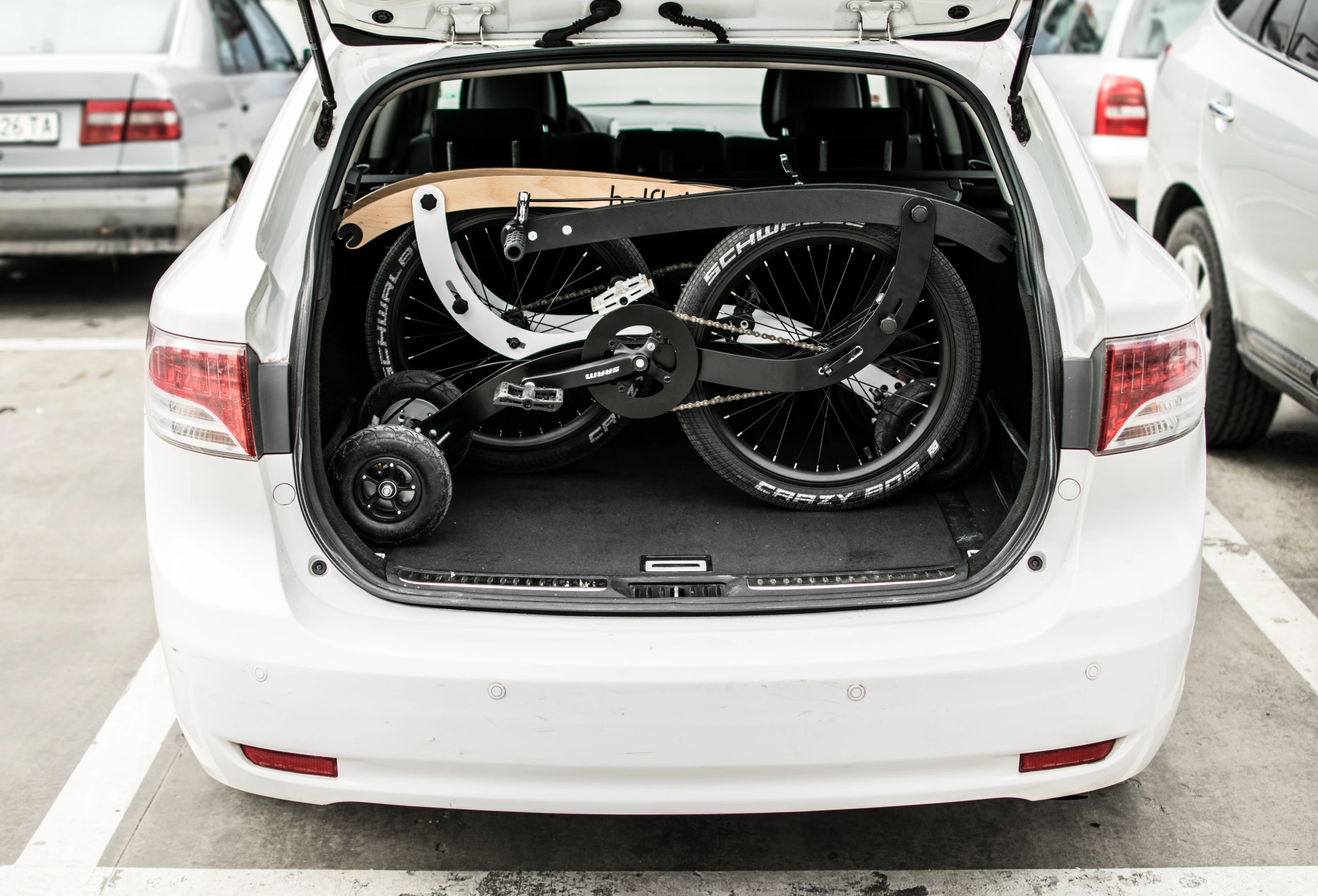 The Halfbike II folds for storage and transit