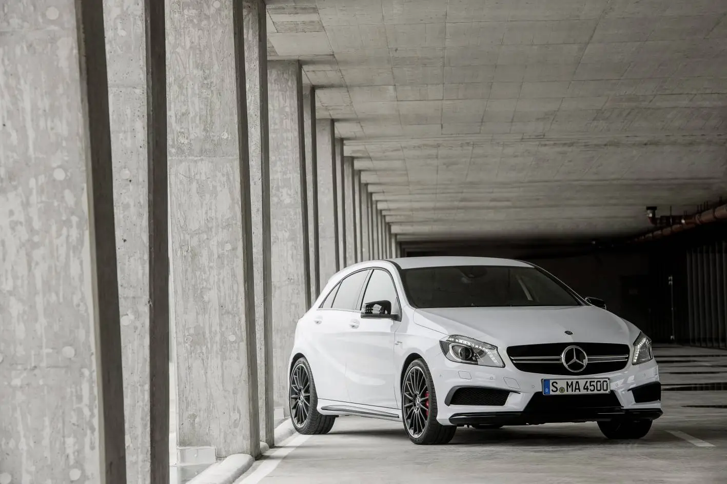 The A 45 AMG front angle view
