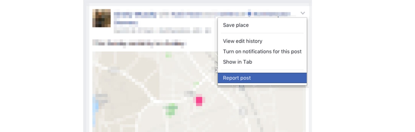 Reporting a Facebook post