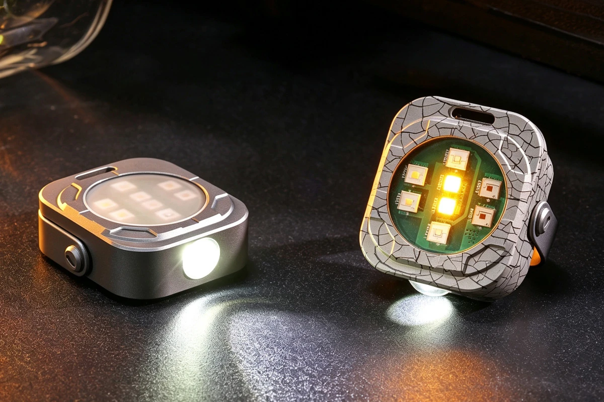 The primary beam gets up to a bright 300 lumens, while the additional LEDs illuminate in five colors and several different modes