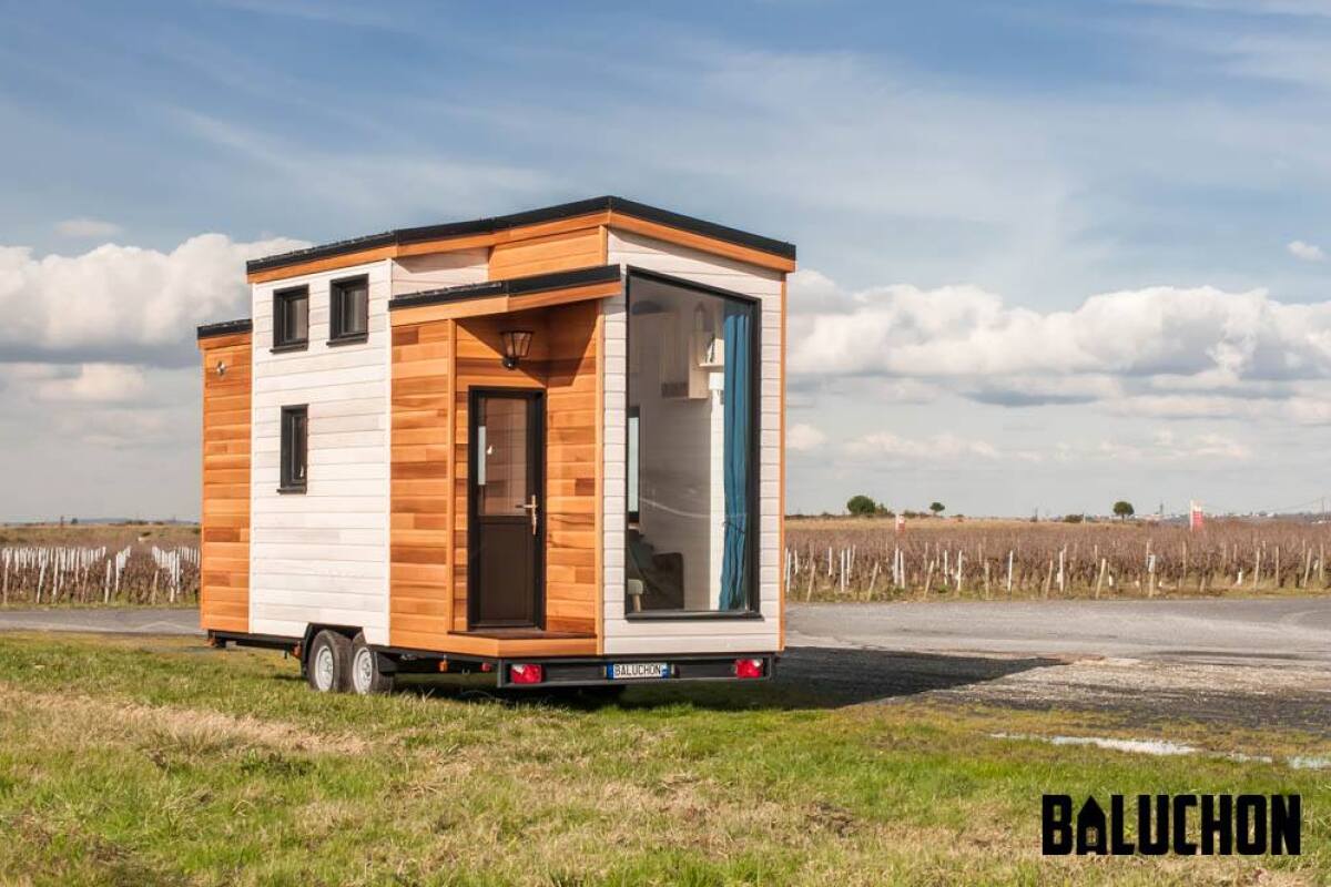 The Utopia consists of a spruce frame atop a double-axle trailer