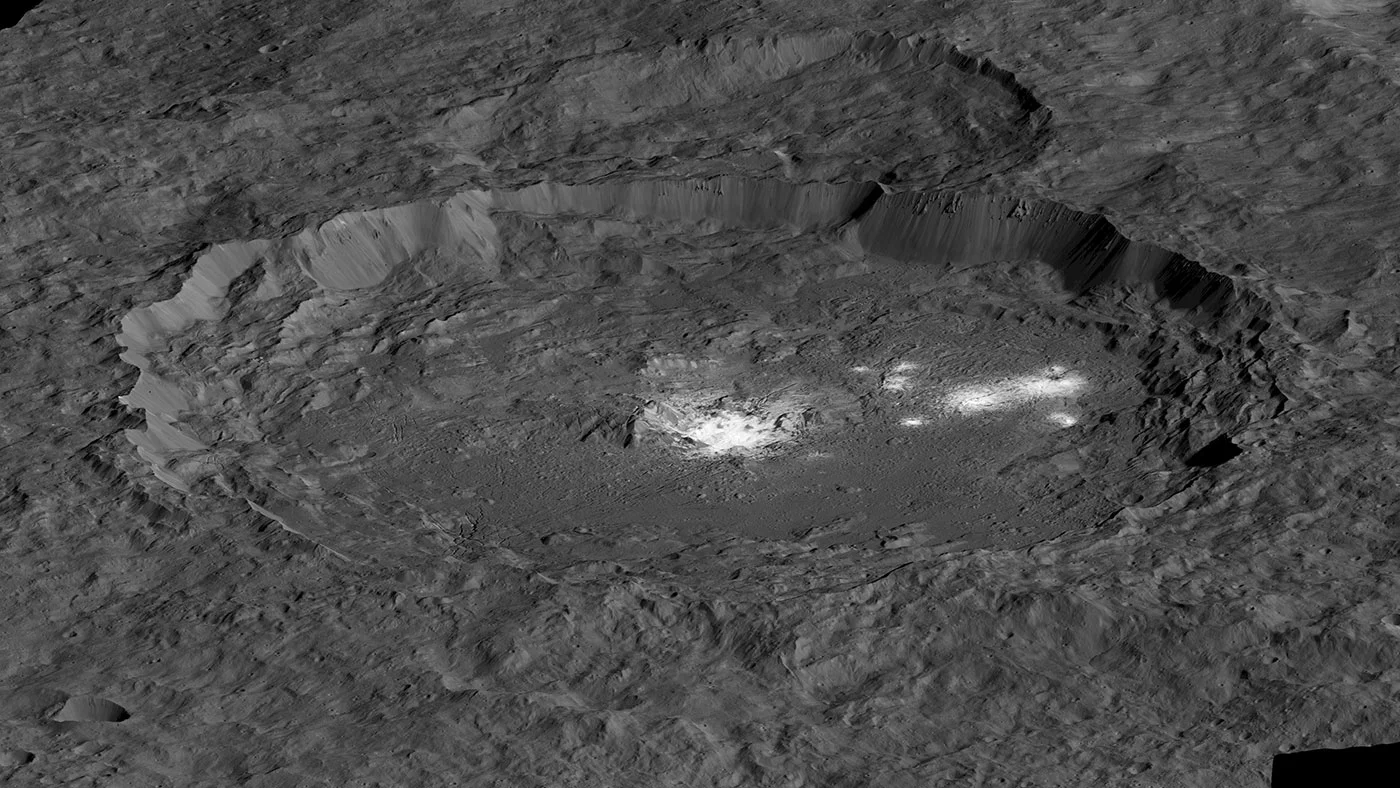 Simulated perspective view of the Occator Crater