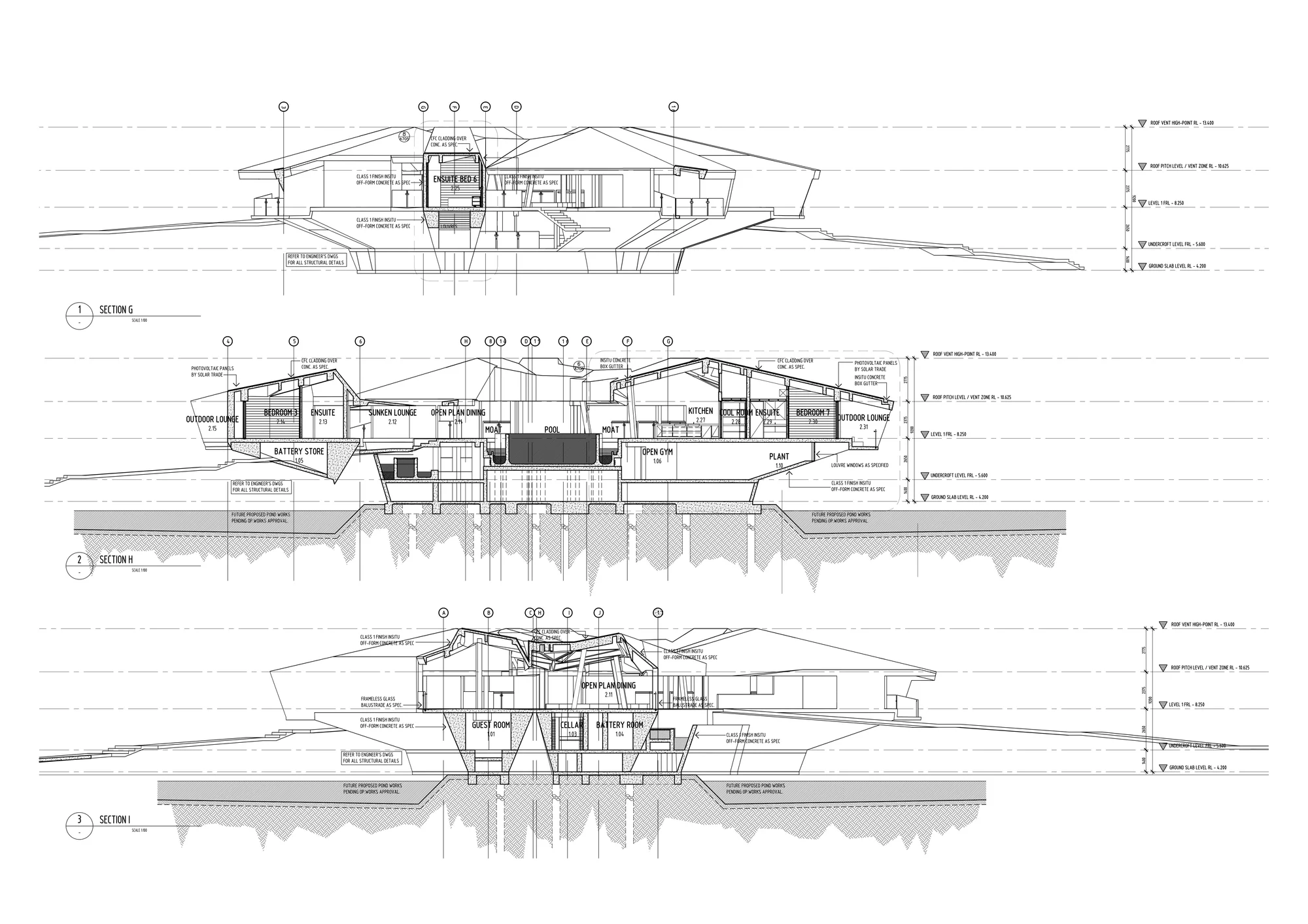 Power is provided by solar panels that almost completely cover the roof and backed up by a solar-powered generator, eliminating the need for any fossil fuels to produce energy