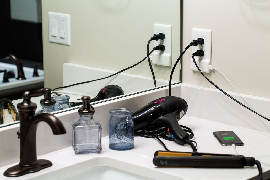 The outlet's two main receptacles still work too, and remain functional and accessible when the USB is in use