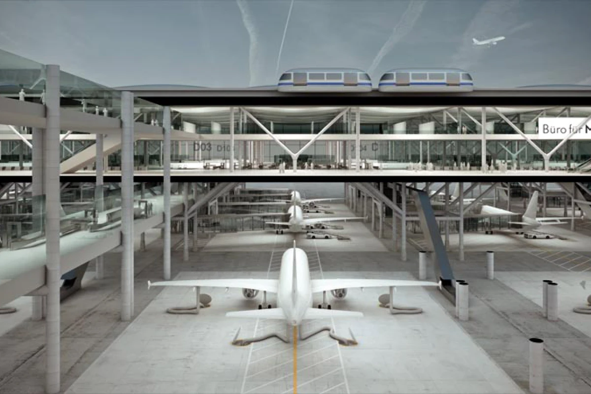Design studio Büro für MEHR has created a drive through concept for an airport passenger terminal that could change the way airports process traffic
