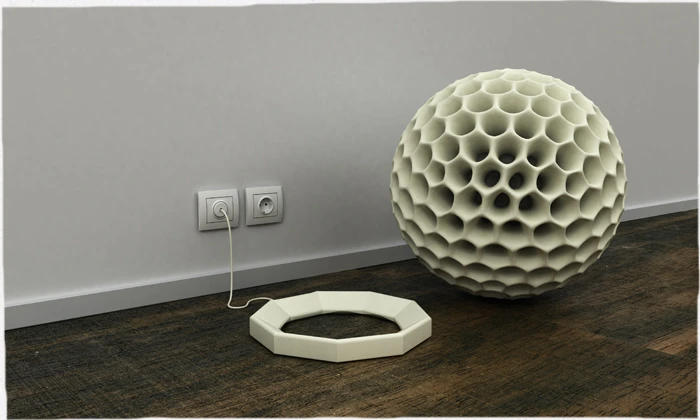The designer says that the unit will move around by shifting its internal weight across two axes