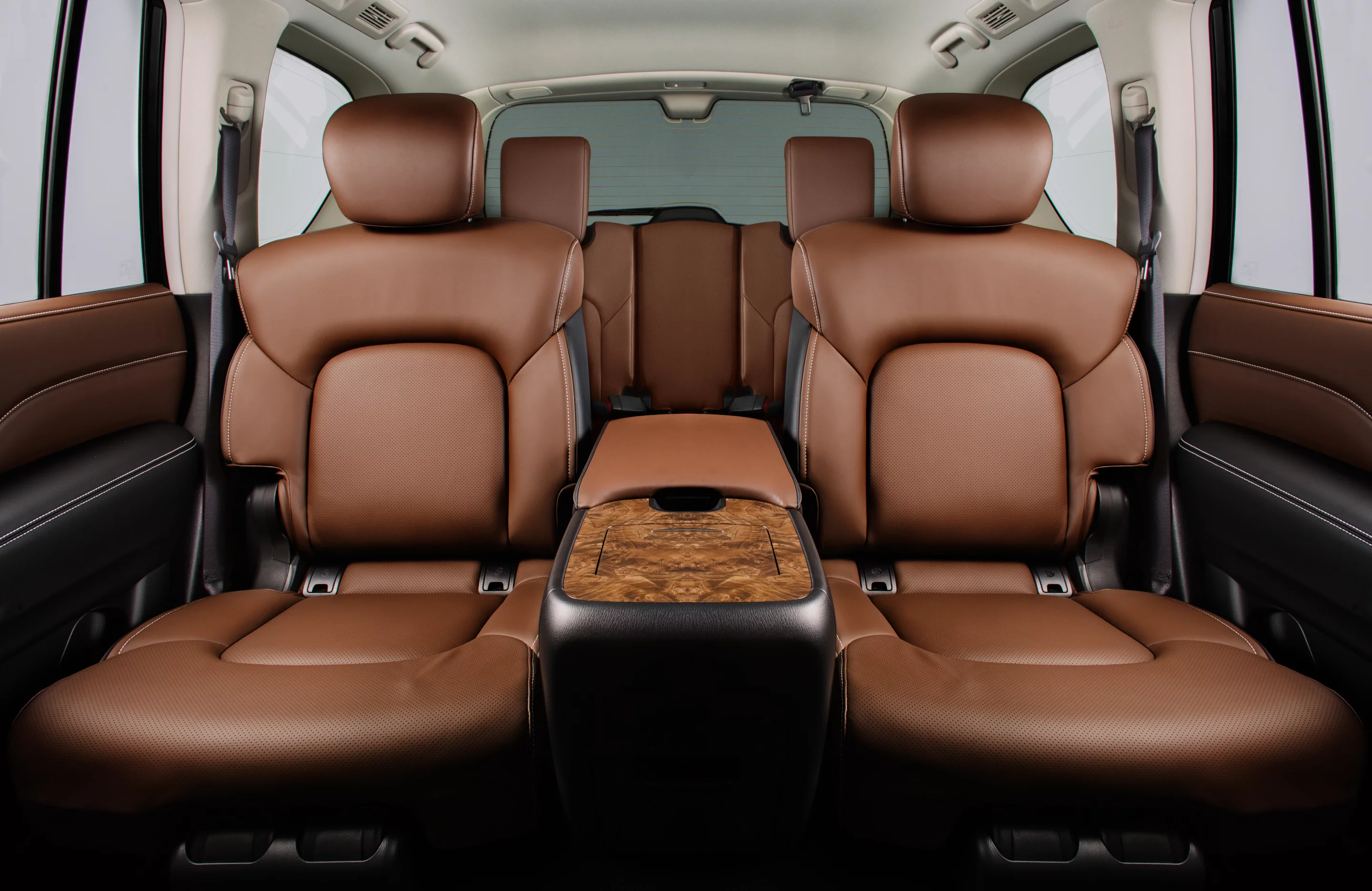 Captain's chairs in the second row of the 2021 QX80 are standard, but a bench is an option