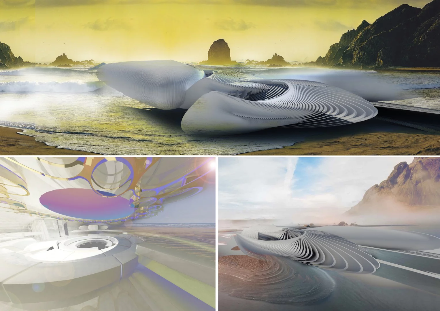 The Harmonic Turbine Tidal Hotel would be anchored into rock and move with the waves