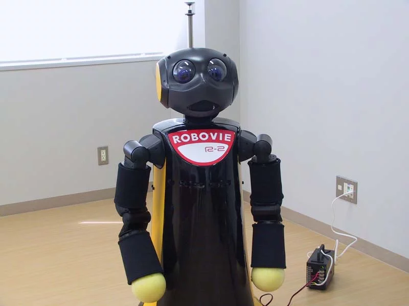 Robovie R2, the second generation of ATR's communication robot, featured an exoskeleton which hid its internal mechanisms