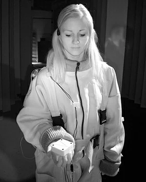 Participants using the Animotus wore suits that wirelessly indicated their relative position