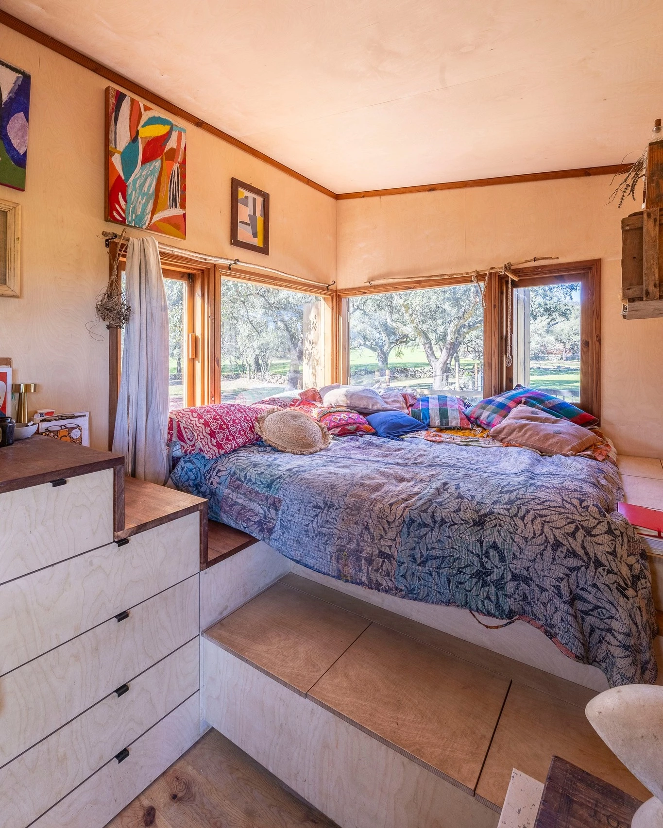 The Brava's downstairs bed/seating area has integrated storage space