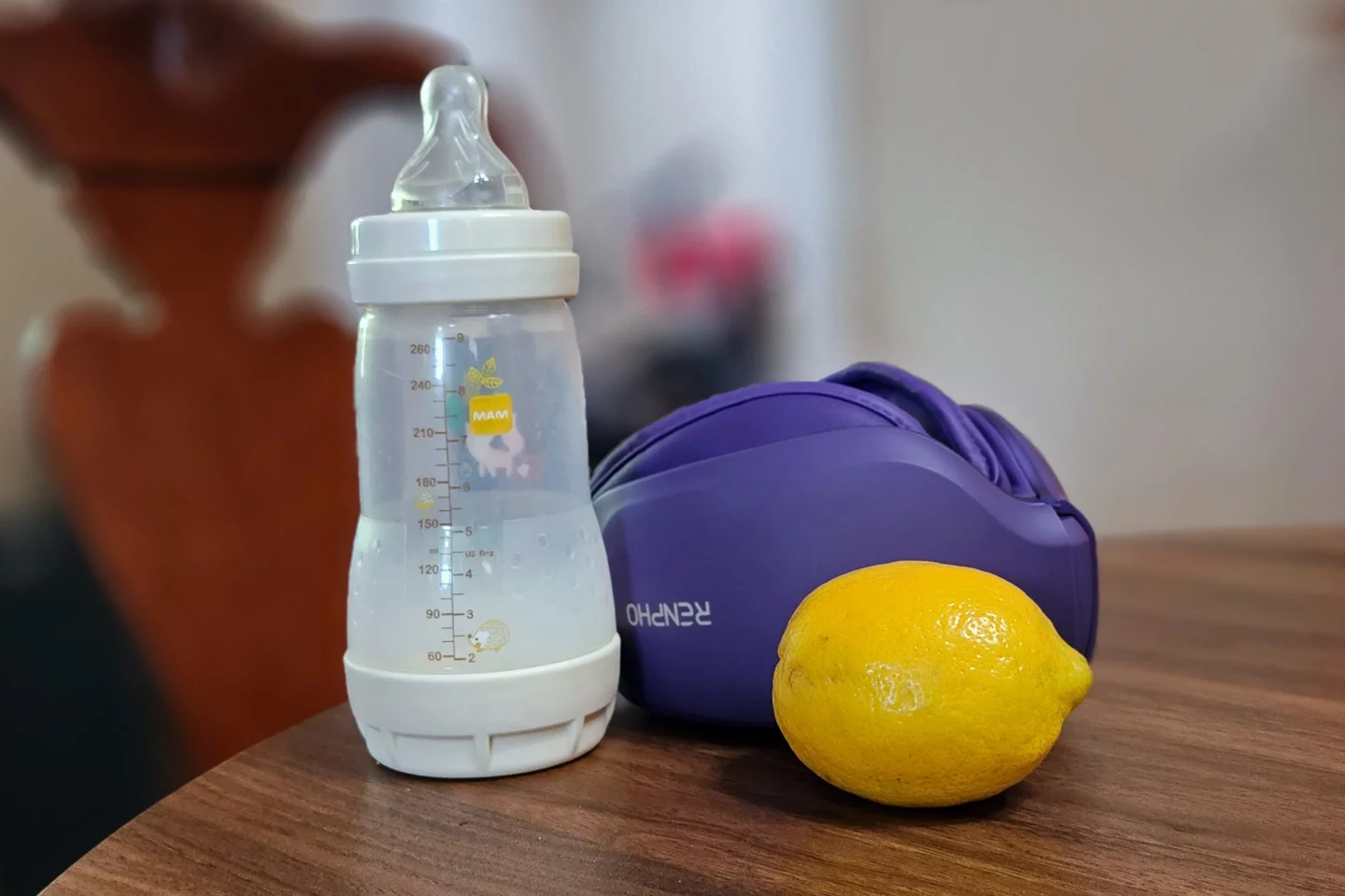 For scale, the Eyeris Zen isn't as tall as a baby bottle, but definitely bigger than a lemon