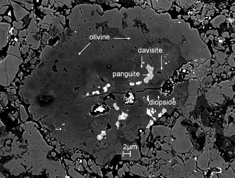 Electron image of the ultra-refractory inclusion where the panguite was found (Image: Chi Ma/Caltech)